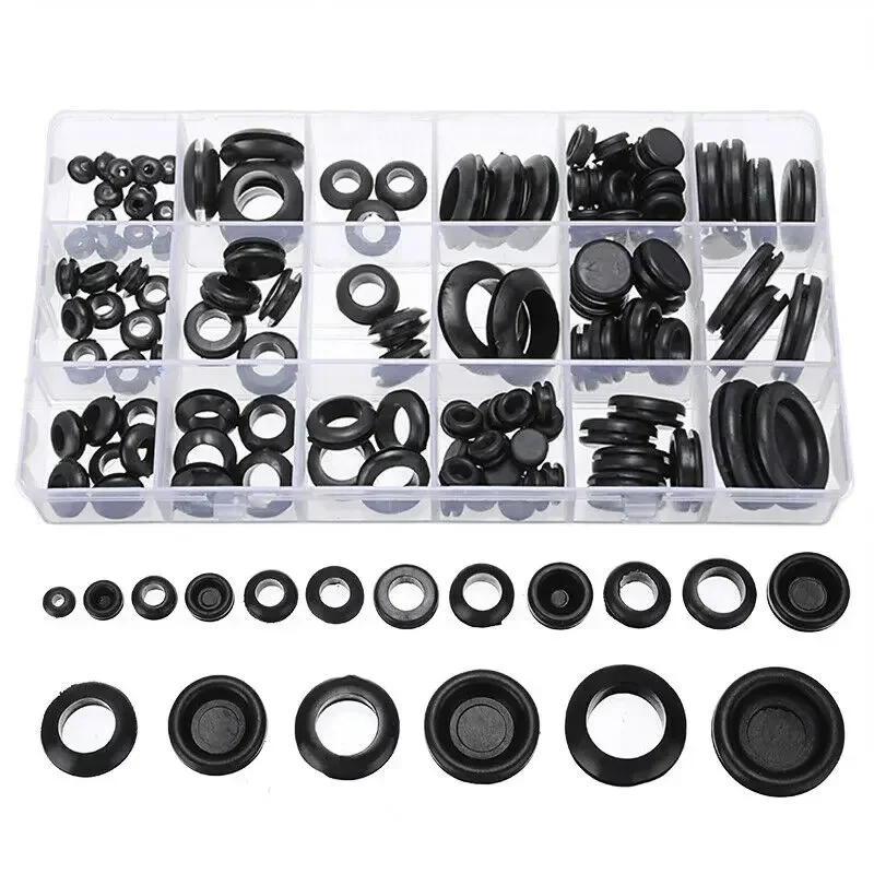 

125pcs Waterproof Protect Wire Tool Sealing Rubber Cables Grommet Kit Electrical Plugs Conductor Gasket Ring