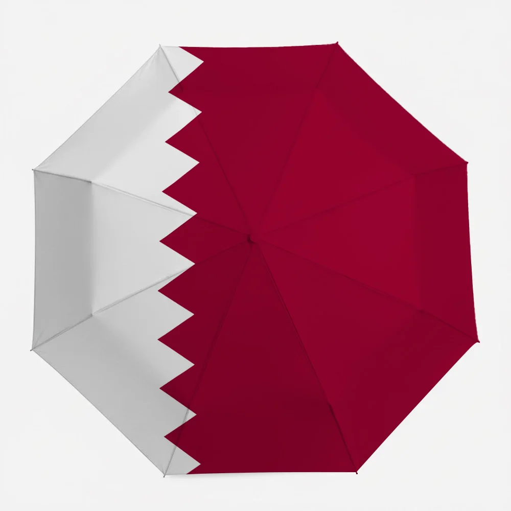 

Qatar National Flag Design Umbrella, Maroon & White Serried Edge Umbrella, Anti-UV Sun Rain Umbrella for Men Women