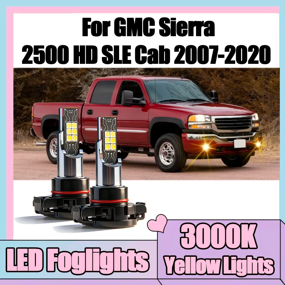 2 bombillas LED de alta potencia para faros antiniebla de coche, 90W, 3000K, amarillas, Canbus, sin errores, superbrillantes, 12V, para GMC Sierra 2500 HD SLE Cab 2007-2020