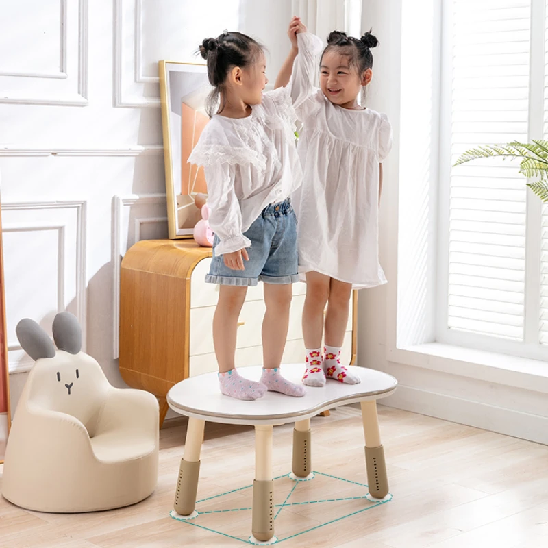 Table en forme d'arachide pour enfants, bureau d'apprentissage pour l'éducation précoce, bureau de lecture réglable, table à pois coréenne