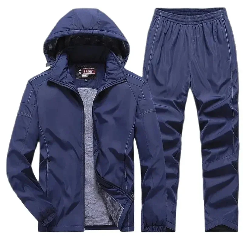 

Men Tracksuit New Arrive Fashion Winter Running Sets Plus Velvet Male Sport Suit Sportswear Set Fitness Warm Clothing