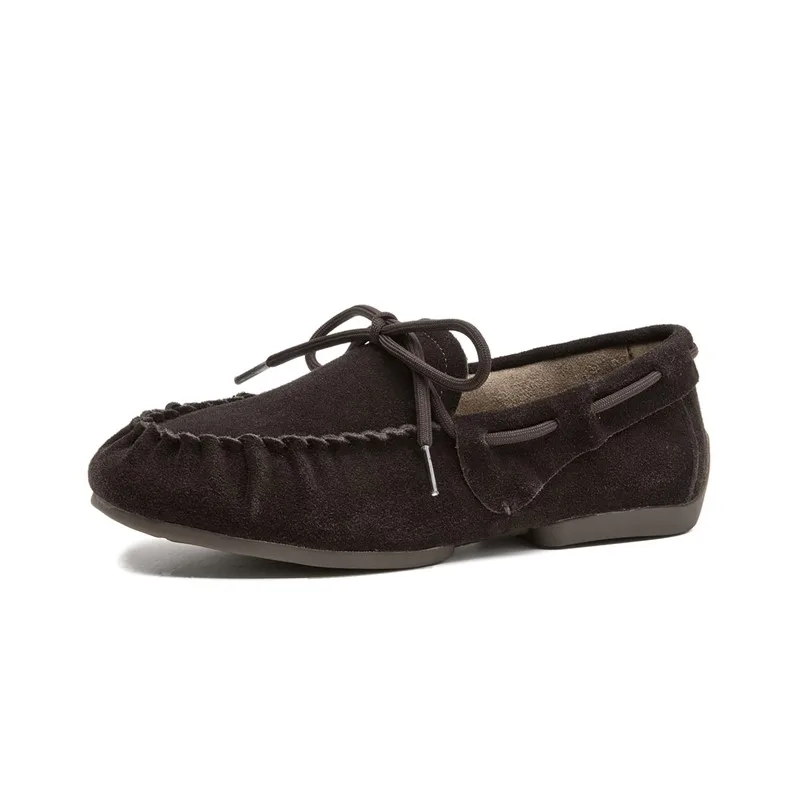 

AIYUQI Women's Ballet Shoes 2026 New Women's Flats Shoes Hand-sewn Pleats Large Size Casual Genuine Leather Women Loafers