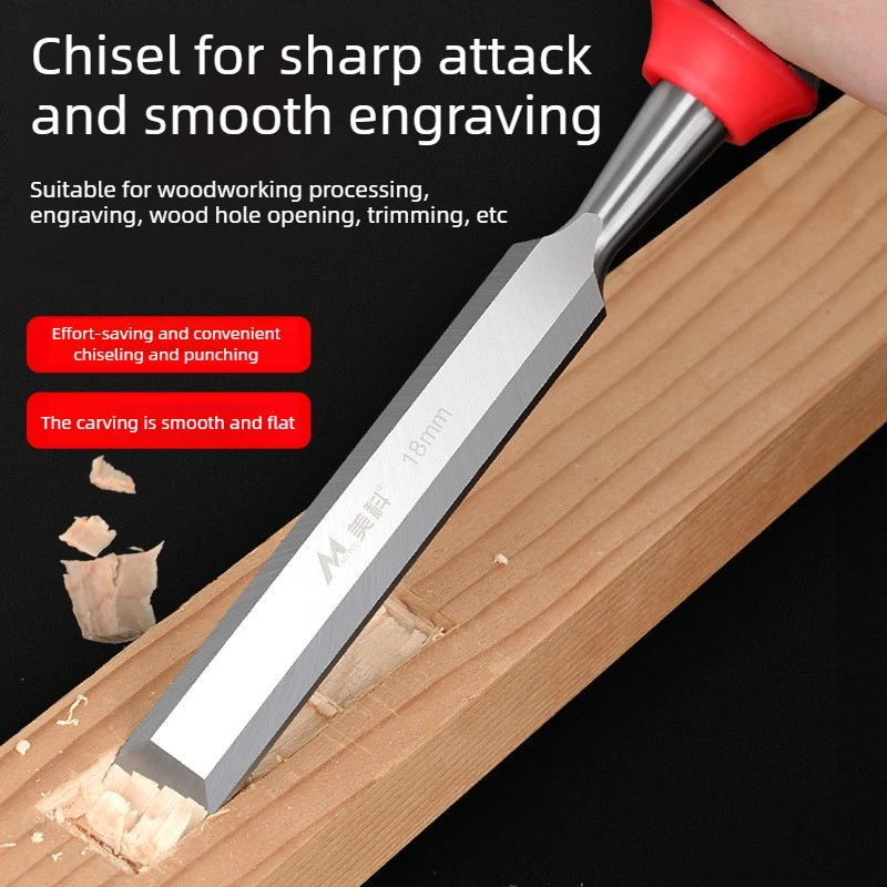 4Pcs Wood Carving Chisels Set Professional for Woodworking - 8/12/16/20mm Comfortable Beech Handle Wood Chisel with Wood Handles