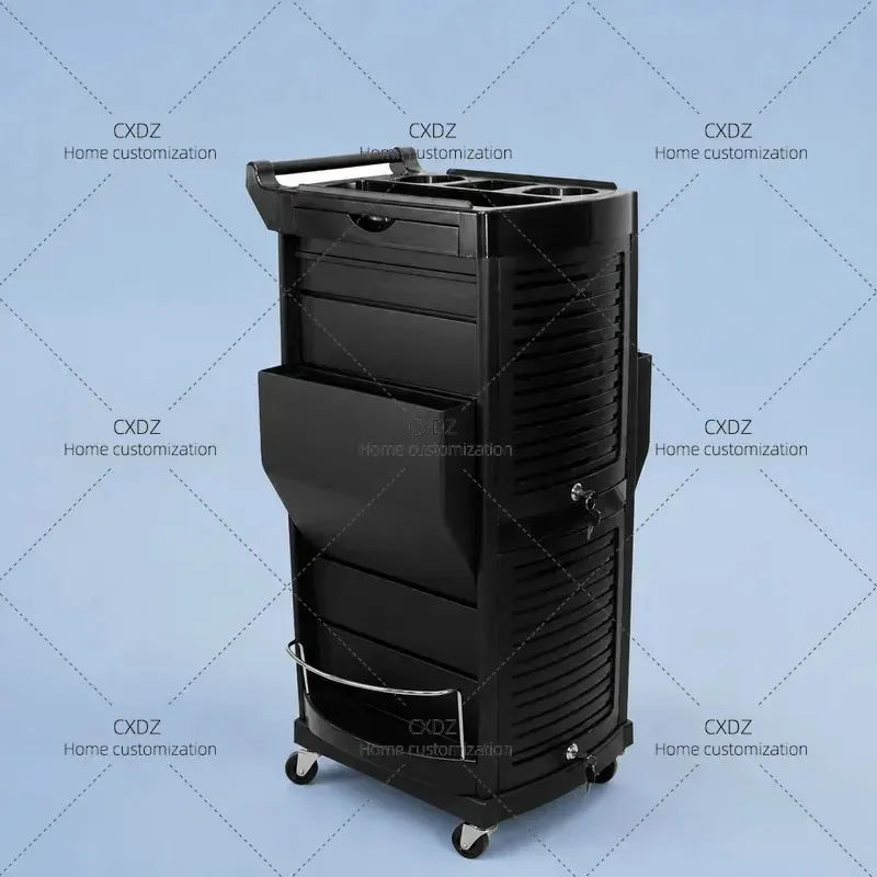 Multi Layer Hairdressing Tool Cart with Door Lock for Barber Shop Salon Perm and Dyeing Storage Cabinet Wholesale