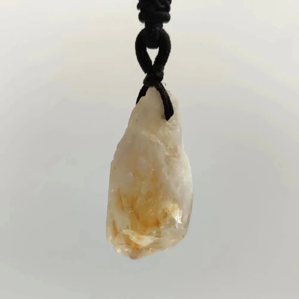 Pendentif en Citrine naturelle, 1 pièce, pierre brute, Quartz jaune, cristal, collier de guérison, Reiki, énergie minérale, corde, cadeau pour