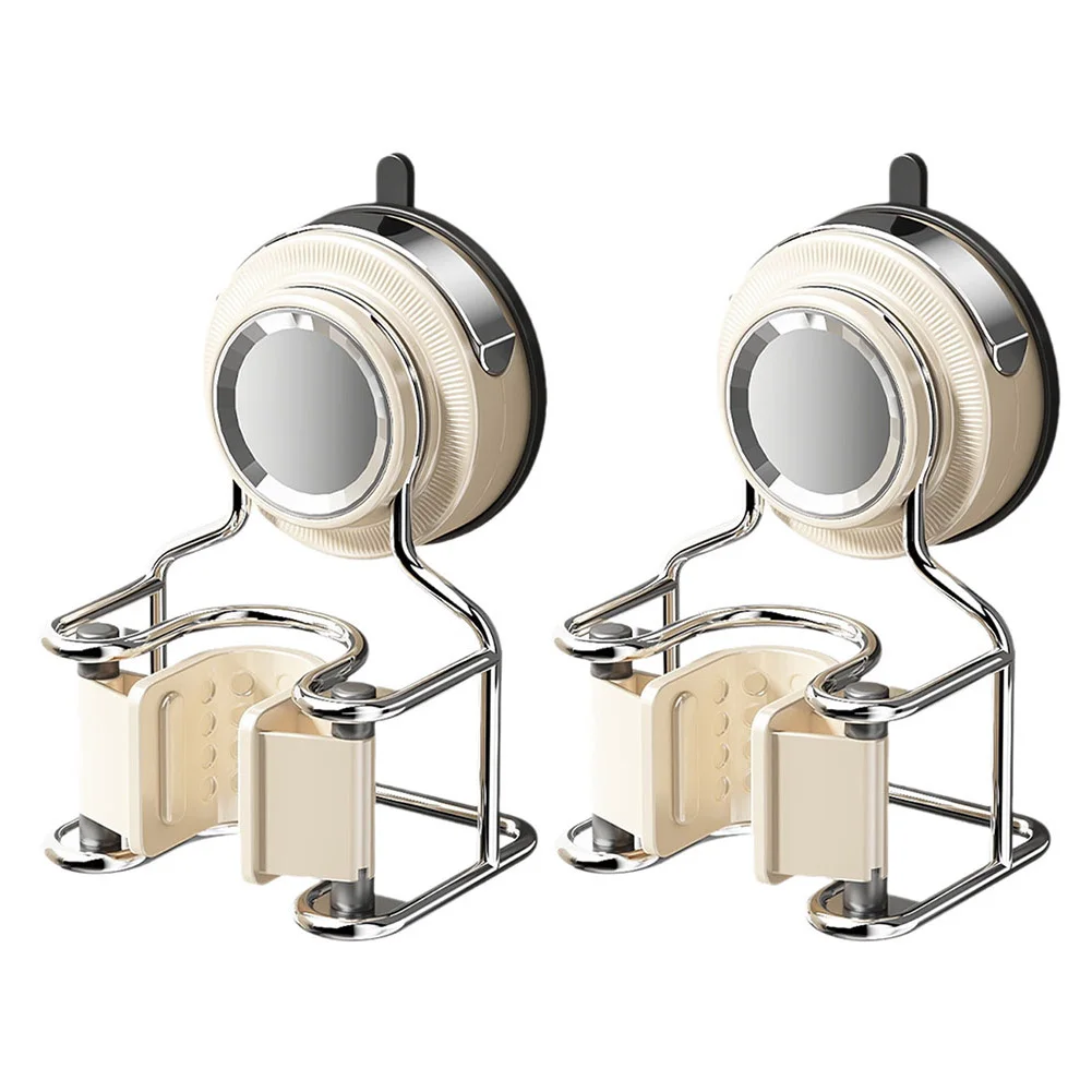 White Suction Mop Holder Set 2pcs Easy Install No Tools Required for Smooth Tiles Glass or Metal Surfaces at For Home