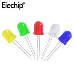 50Pcs 10mm Led Diodes Muticolor Lights White Red Green Blue Yellow Assorted Bulbs Set Light Emitting Diodes Assortment Kit