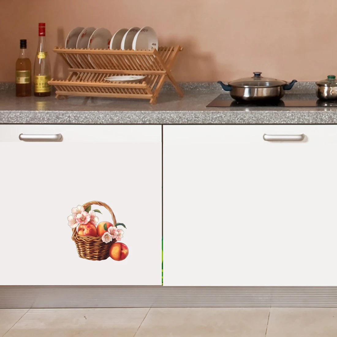 Three Ratels CO105 Beautiful Peaches classic wall stickers kitchen decoration  refrigerator decals dessert shop window decals
