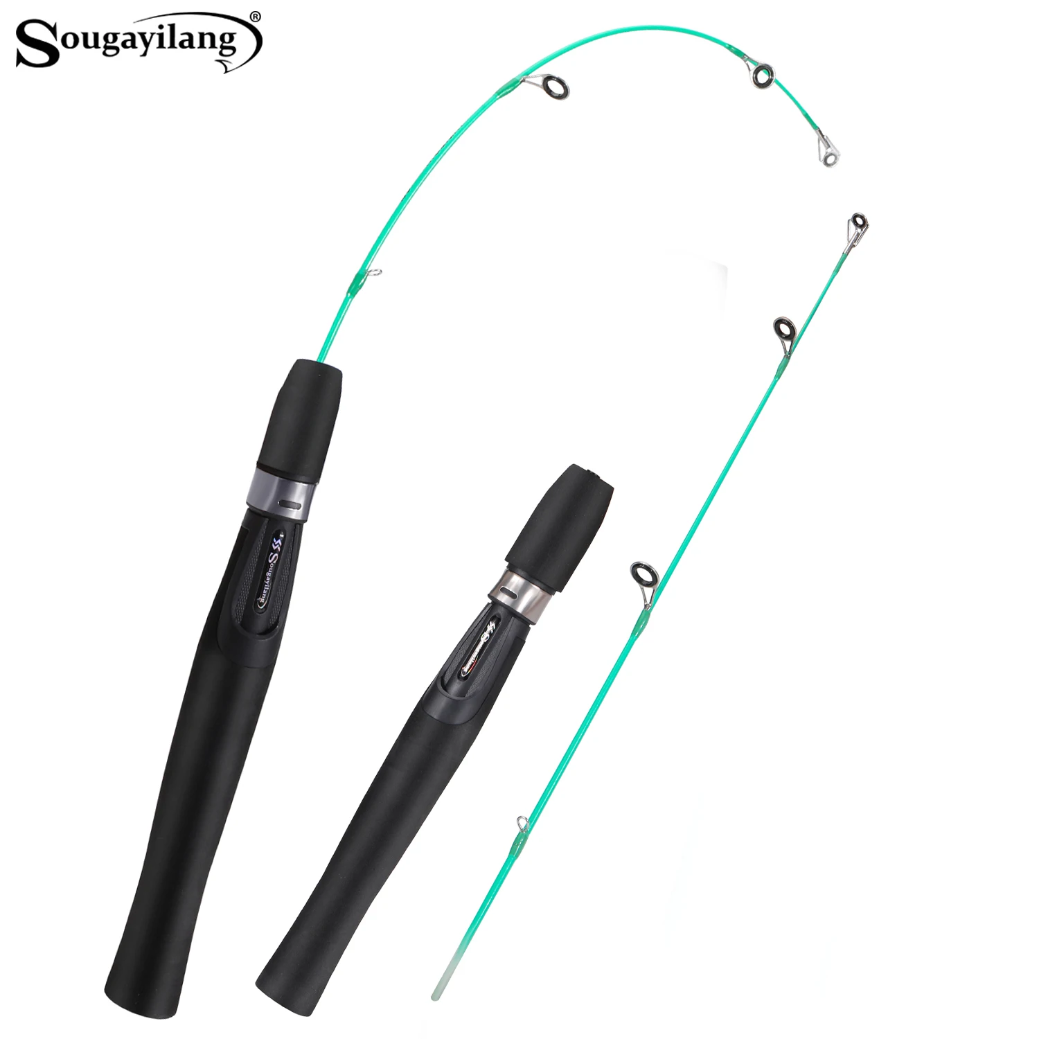 Sougayilang Eis Angelrute 2-Abschnitt 63 cm Hohe Empfindlichkeit Carbon Ultra Licht Stange EVA Anti Slip Griff Winter angeln Ausrüstung