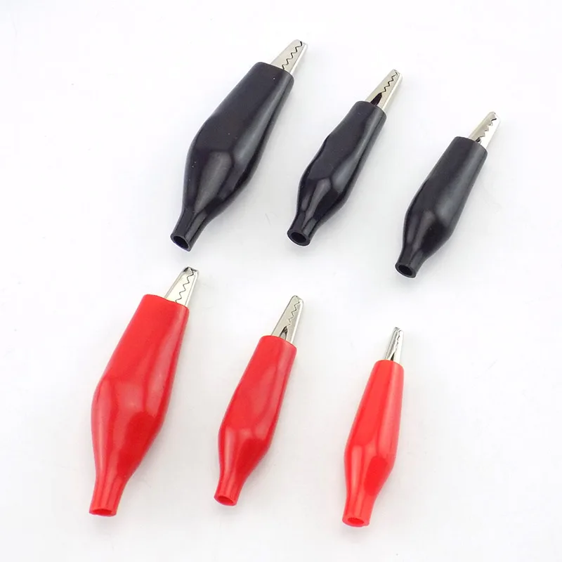 10pcs 28MM 35MM Metal Alligator Clip Crocodile Electrical Clamp Testing Probe Meter Black Red Plastic Boot DIY Car Auto Battery