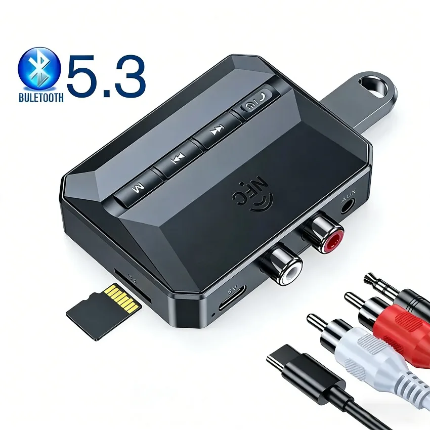 NFC Bluetooth 5.3 Audio Receiver Transmitter Wireless Adapter RCA Interface for Car Speaker TV PC Phone HiFi Audio