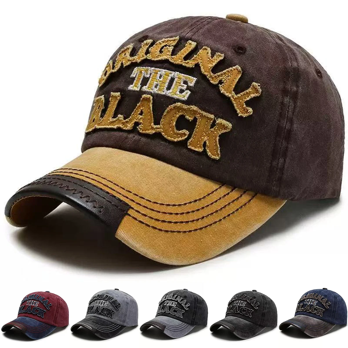 Unisex The BLACK Water Wash Embroidery Baseball Caps Spring 