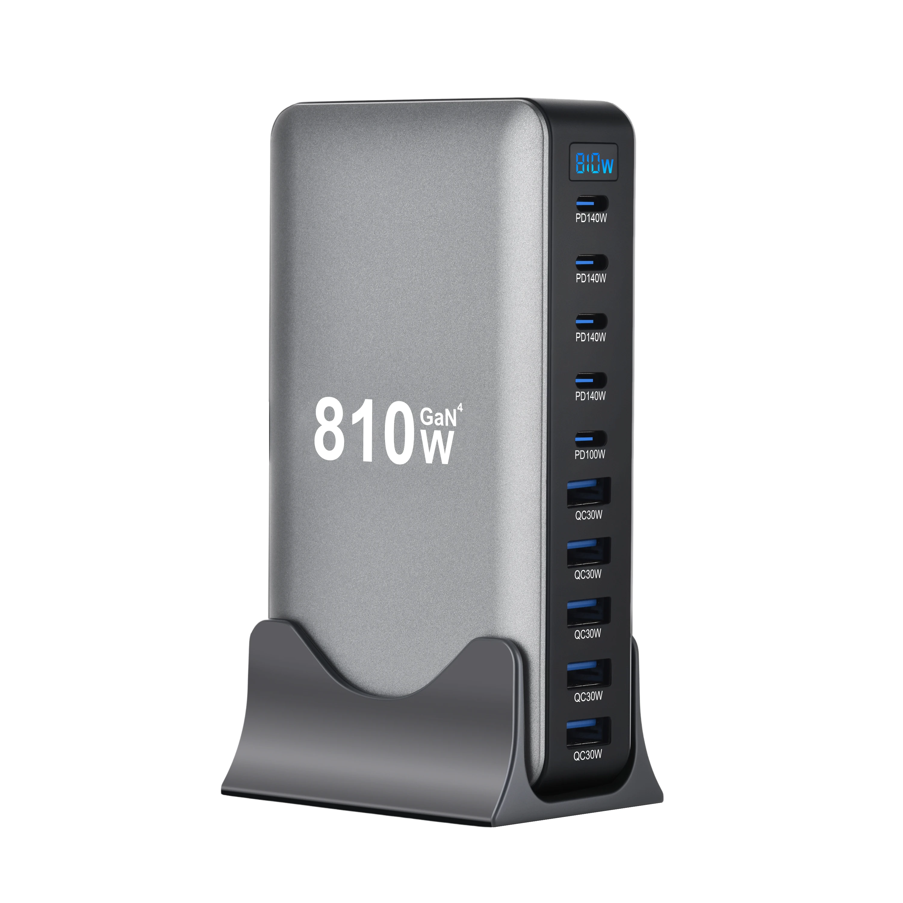 

2025 Hot 810W GaN Desktop Fast Charger PD3.1 USB Type C 10-Port Fast Charging Station Adapters for Mobile & Tablets Dropshipping