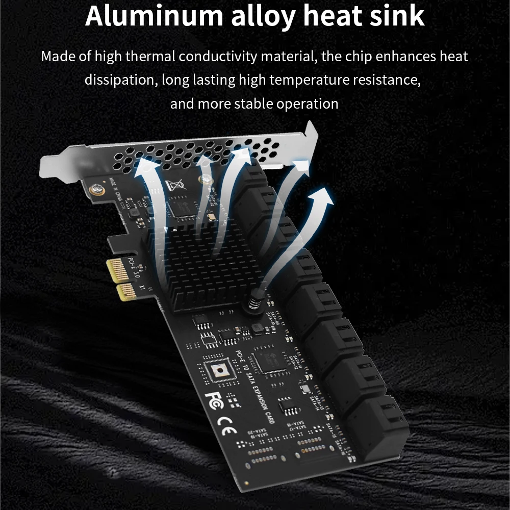 مهايئ بطاقة توسعة PCIE Sata 1X إلى 2/6/10/16 منفذ SATA3.0 PCI-E مهايئ PCI Express مضاعف PCIE3.0 Sata إضافة على البطاقات