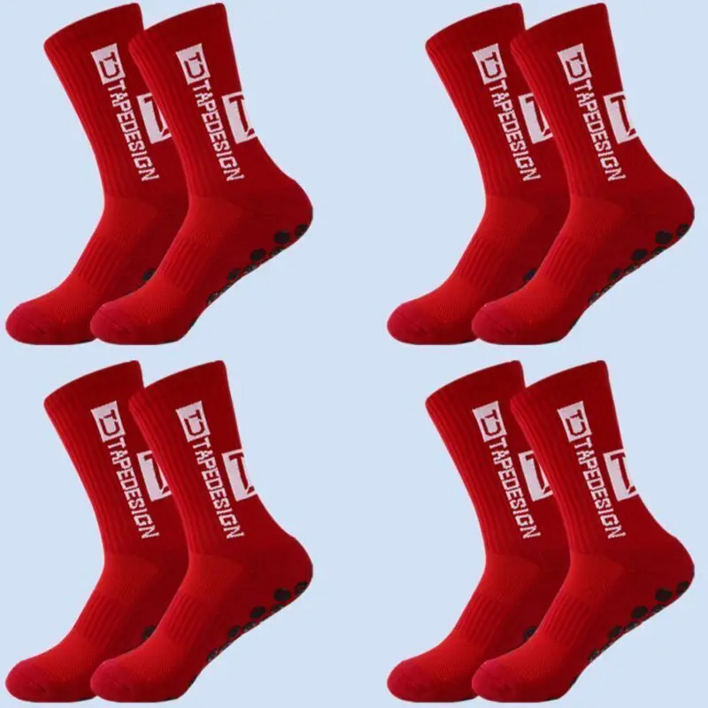 4 Pairs New Anti Slip Top Quality Men Football Socks With Mid Calf Anti Slip Football Sports Bike Sports Men's Casual Socks