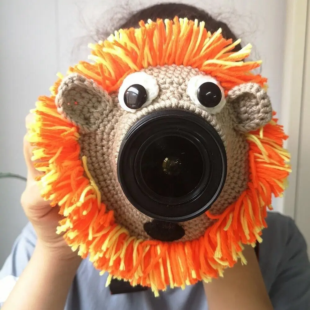 Cartoon Animal Camera Buddies Lens Accessory for Child/Kid/Pet Photography Knitted Lion Octopus Teaser Toy Posing Photo Props