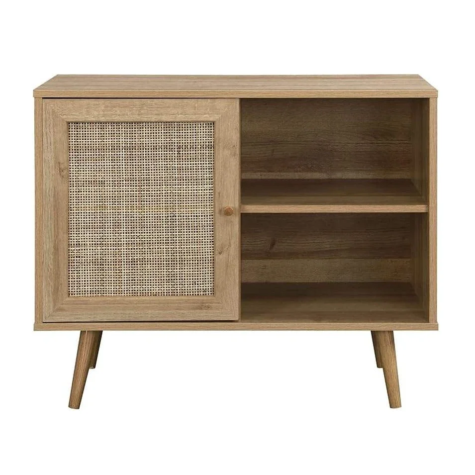 

1 Door Small Wood and Rattan Buffet