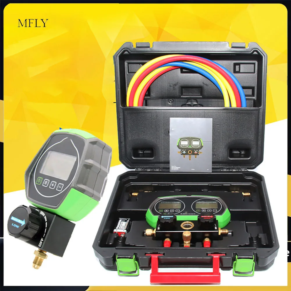 

Electronic Fluoride Gauge Display Manifold Tester Refrigerant Double Pressure Gauge Car Air Conditioning Leak Detection ST-B268D
