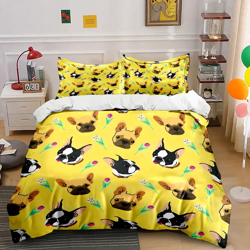 French Bulldog Floral Pattern Set Multiple sizes kid's and adults' bedroom Exquisite 3PC bedding set, gift