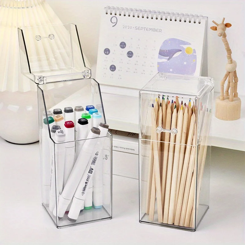 1 organisateur de pinceaux de maquillage transparent, boîte de rangement pour pinceaux de maquillage de grande capacité