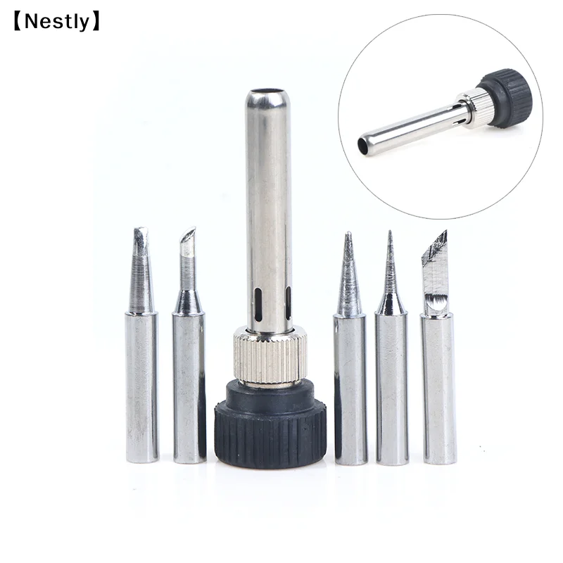Para ESD 852D 936 937D 898D 907 HAKKO: 5 puntas de soldador, carcasa de cánula, adaptador de mango de soldador para estación de soldadura [Nest]