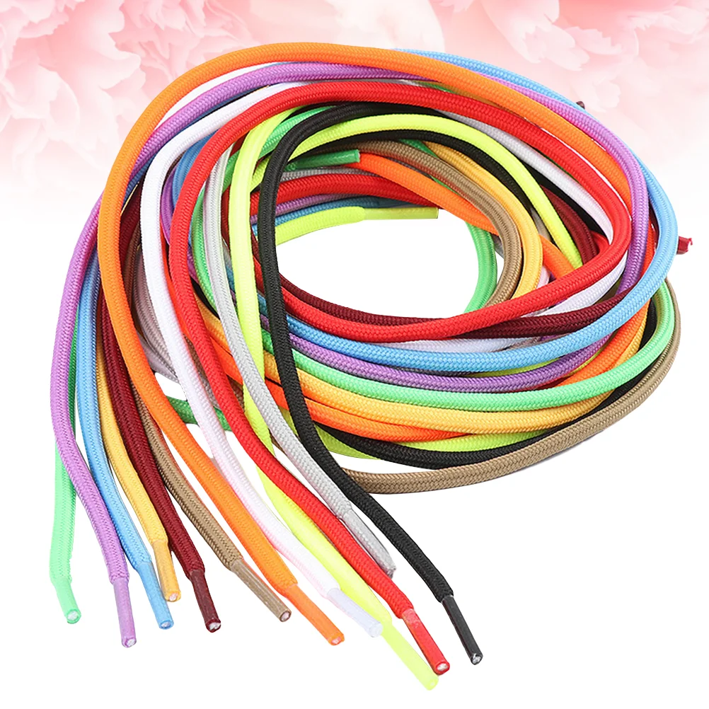 20 Pcs Solid Color Shoelace Shoelaces for Sneaker Braided Round Shoes