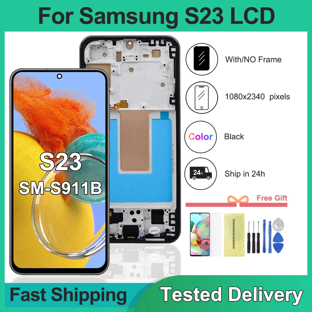 TFT For Samsung S23 S911 SM-S911B SM-S911U LCD With Frame Display Touch Screen Digitizer Assembly Replacement For Samsung S23 5G