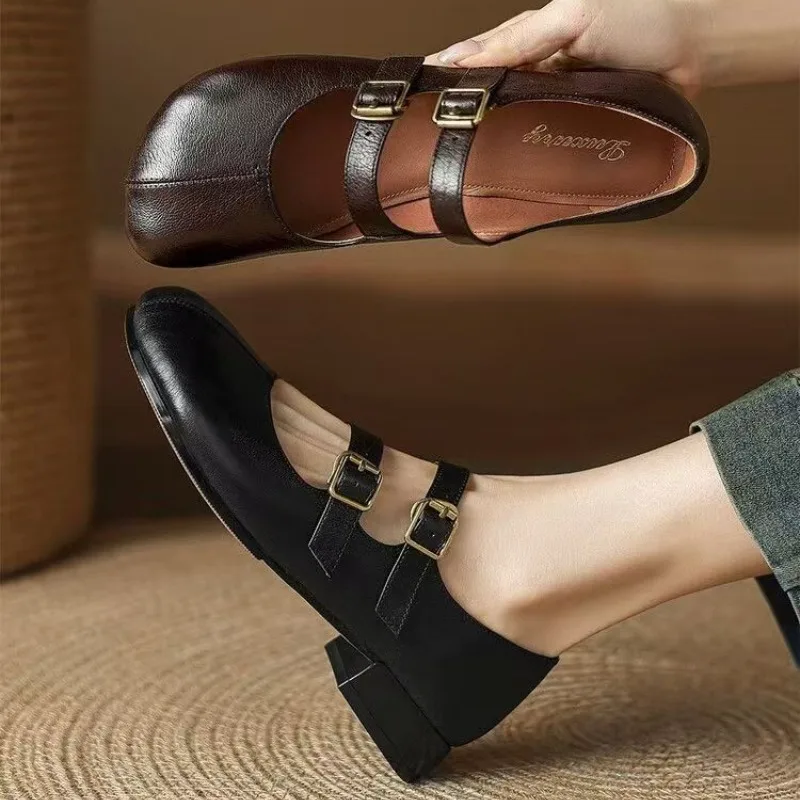 Zapatos Mary Janes con punta dividida para mujer, bailarinas planas de Ballet, zapatos de mujer