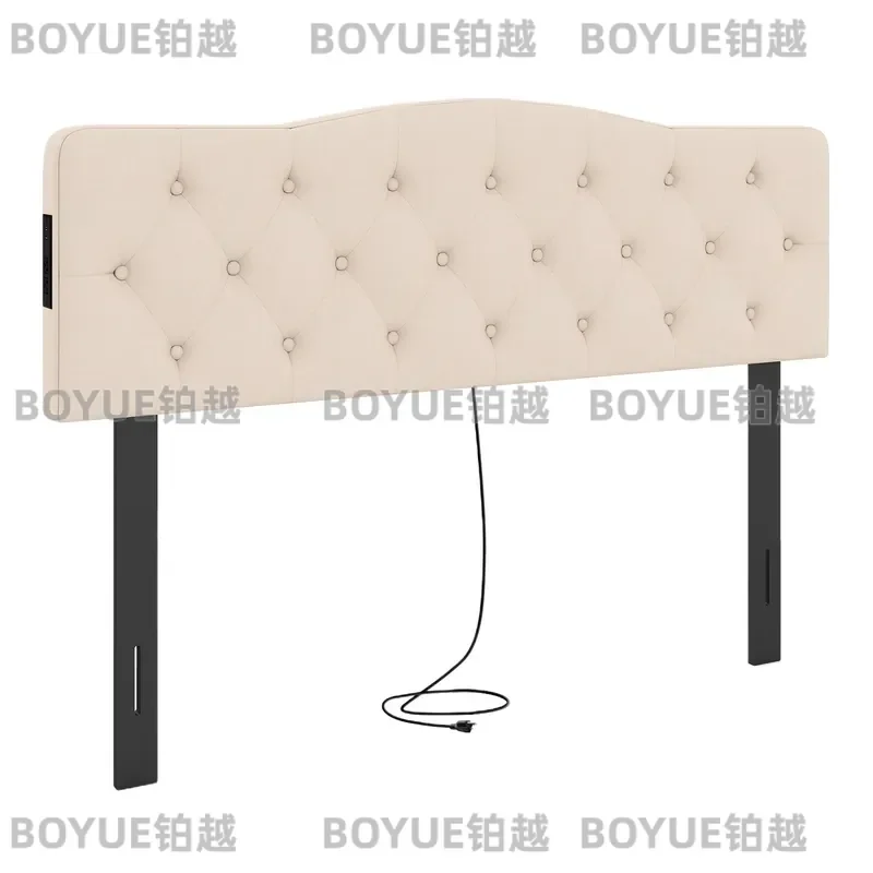 Headboard for Queen & Full Size Bed, Tufted Upholstered Head Board w/ 2AC Outlets