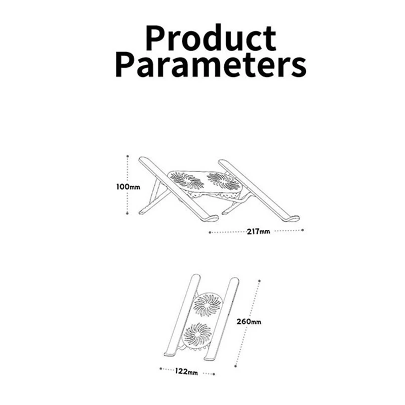 Soporte plegable para computadora portátil con ventilador de refrigeración, almohadilla más fresca para tableta: soporte de enfriamiento mejorado y diseño portátil