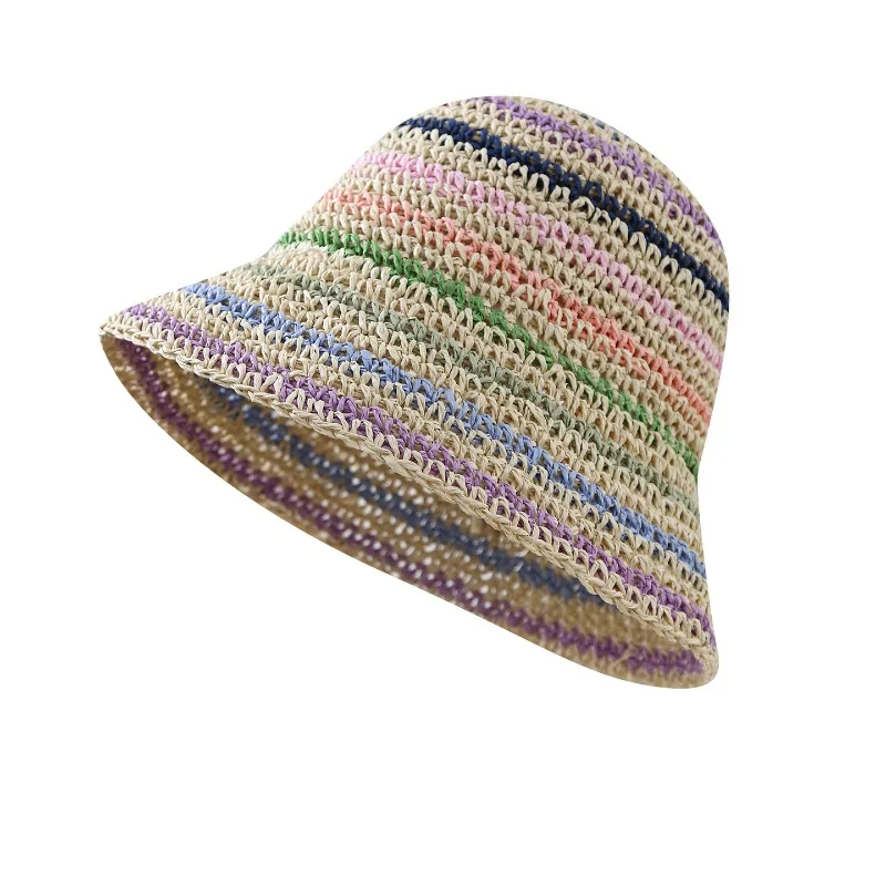 Leopard print pearl edge straw jazz hat female British retro top hat seaside vacation beach hat sun protection