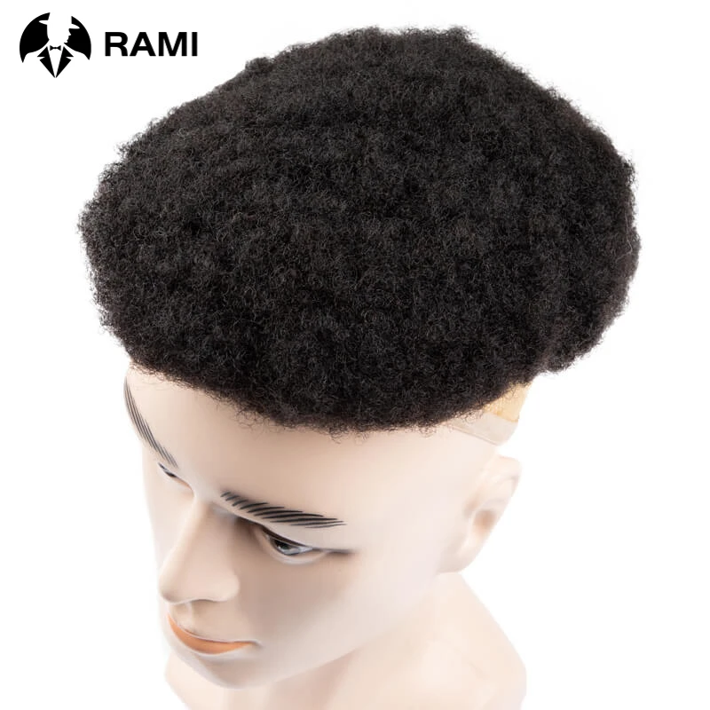 Durable Curly Hair Toupee For Men Fine Mono Afro Curly Hair System Unit for Black Men Wigs For Man Natural Male Hair Prosthesis