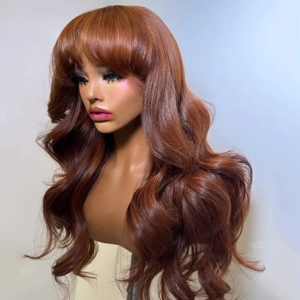 Black Wig WIth Layered Bangs Body Wave Lace Front Wig Short Bob Lace Frontal Wig 13x4 HD PrePlucked Synthetic Daily Wear Cosplay image 3