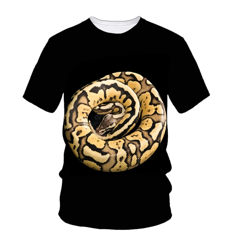 Scary Animal Python 3d Printed T-Shirt New Summer Men\'s T-Shirt Fashion Creative Tough Guy Hip Hop Casual Funny O Collar Top