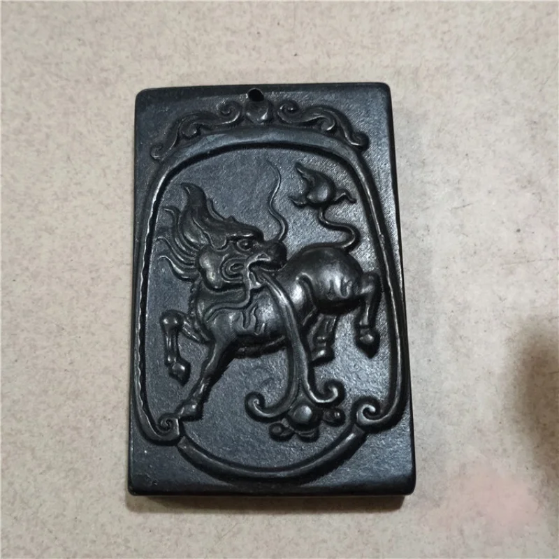 Supply Jewelry Antique Old Iron Stone Hongshan Culture KIRIN Waist Tag Pendant Decoration Wholesale