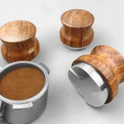 Coffee Filling Press AccessoriesEspresso Coffee Tamper 51/53/58 MM Rosewood Wood Coffee Distributor Coffee Cloth Powder Hammer