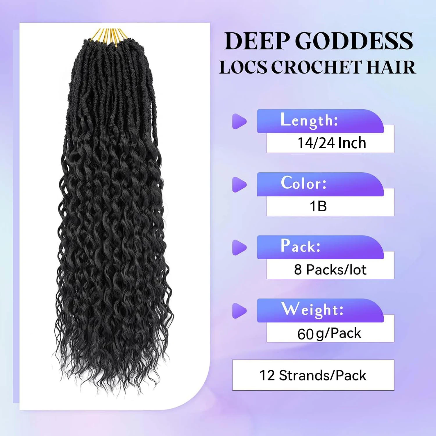 Deep Wave Goddess Pre‑Looped Locs Crochet Braids,  Soft Faux Locs Crochet Hair Extensions for  Women