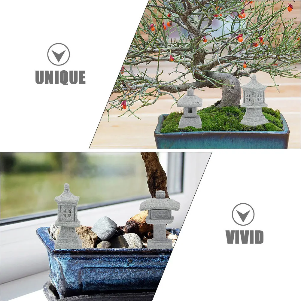 

3Pcs Mini Pagoda Statue Garden Decoration Vintage Design Bonsai Pot Ornament Exquisite Craftsmanship Home Decor