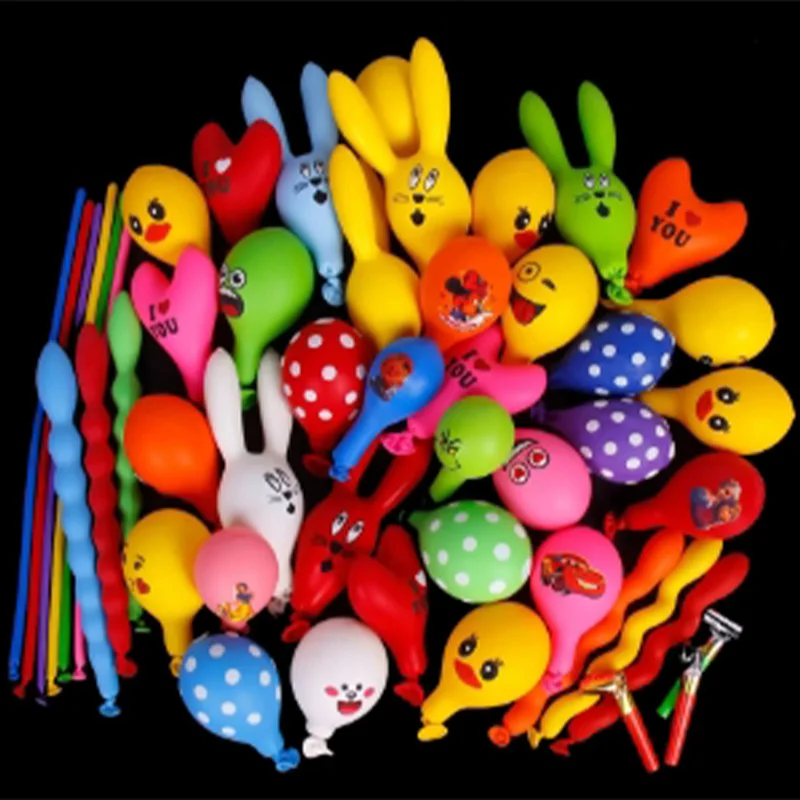 20/50/100Pcs No gas pump provided cartoon Balloons Decoration Helium inflatable Balloons Animal Duck Rabbit Balloon