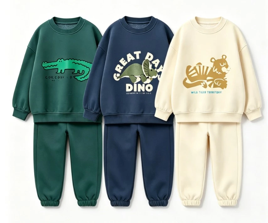 Infant Cartoon Dinosaur Crocodile Tiger Printed Two Piece Outfit Set Kid Jogger Bottoms Soft Cotton Clothing Suit Children Wear