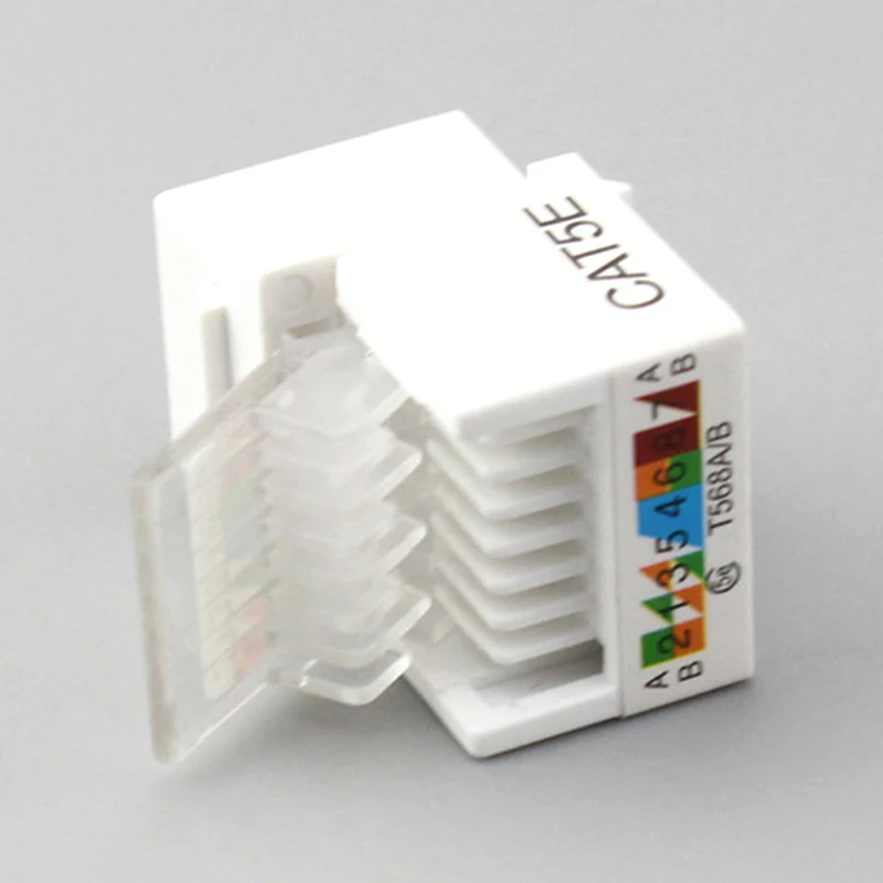 【C】10Pcs RJ45 CAT5e Ethernet Network Keystone Jack Clip Module Wall Plug Connector for Data Communication