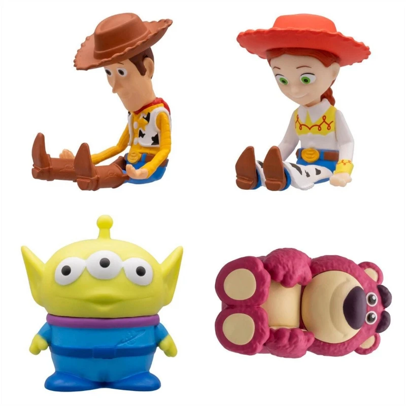 Bandai 4PCS Gashapon Toy StoryLotsoนายอําเภอWoody Jessieอะนิเมะของเล่นสําหรับเด็กAction Figureของขวัญสะสมเครื่องประดับ