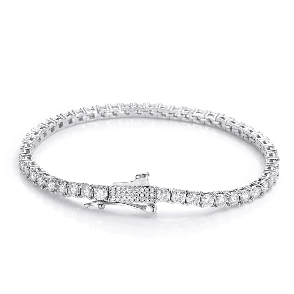 3mm 4mm Iced Out Tennis Bracelet for Men Women Gold Silver Color CZ Diamond Hip Hop Jewelry Bling Spring Clasp Wrist Chain