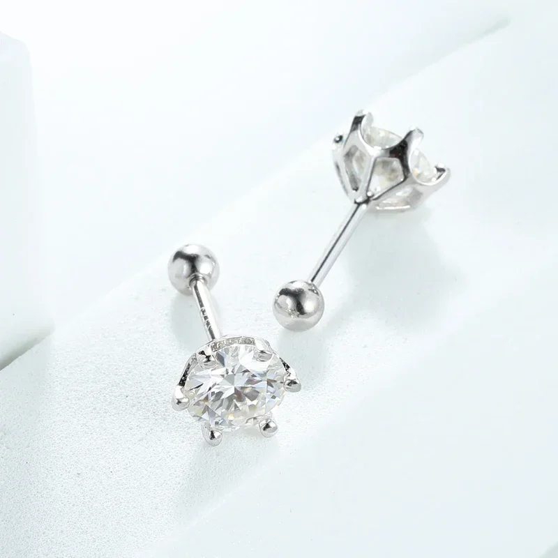 DRring D Color 1.0CT 6.5mm 100% Moissanite Small Stud Earrings for Women 925 Silver Jewelry Gift Simulated Diamond Ear Studs