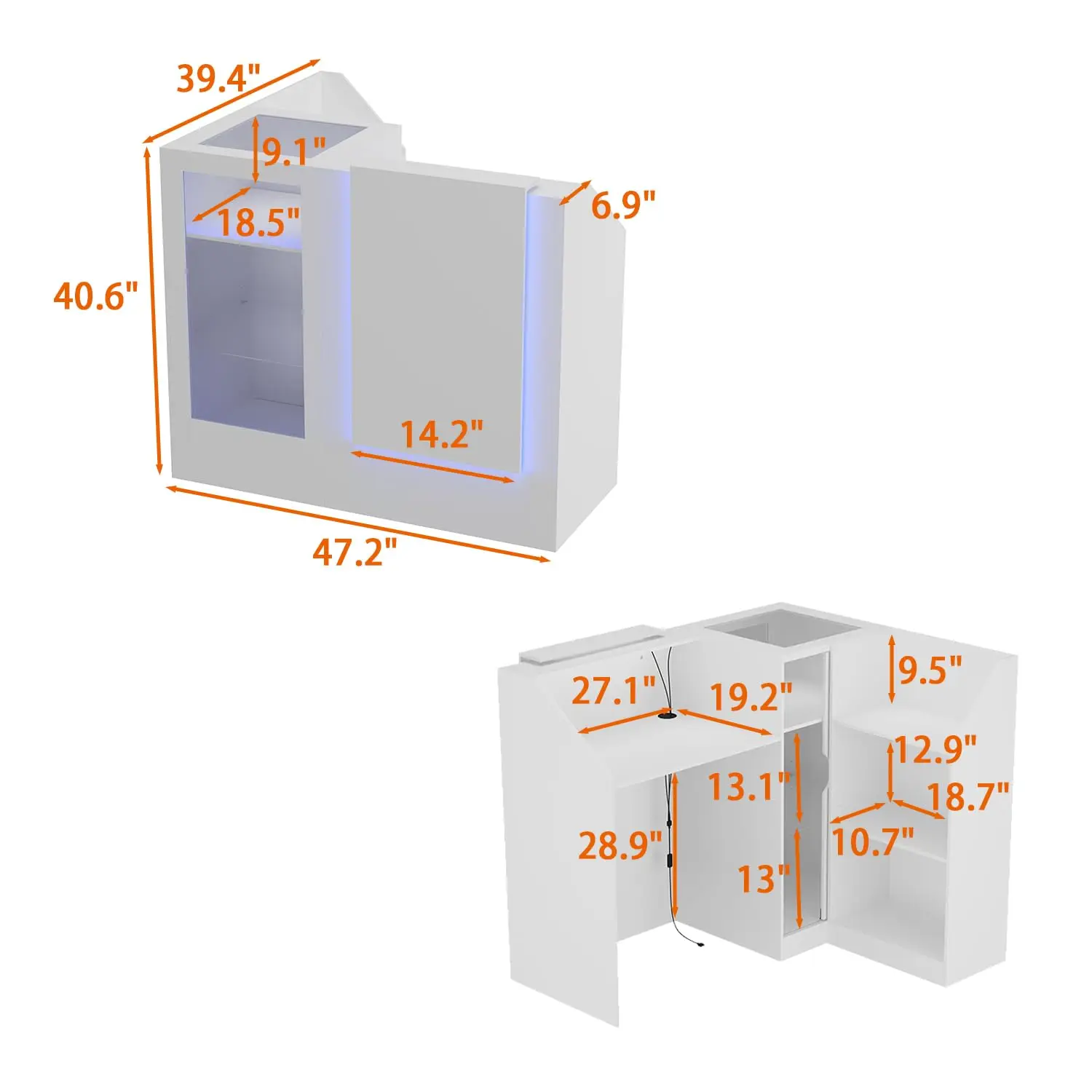 Modern Reception Desk, Front Desk Reception Counter, 47.2