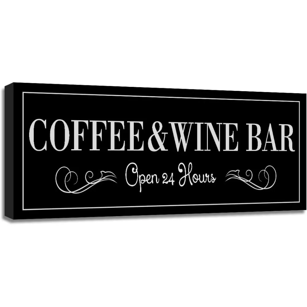 

Классическая вывеска для кофейного и винного бара, черная табличка для декора кухни, 6x17 дюймов для использования в помещении и на открытом воздухе
