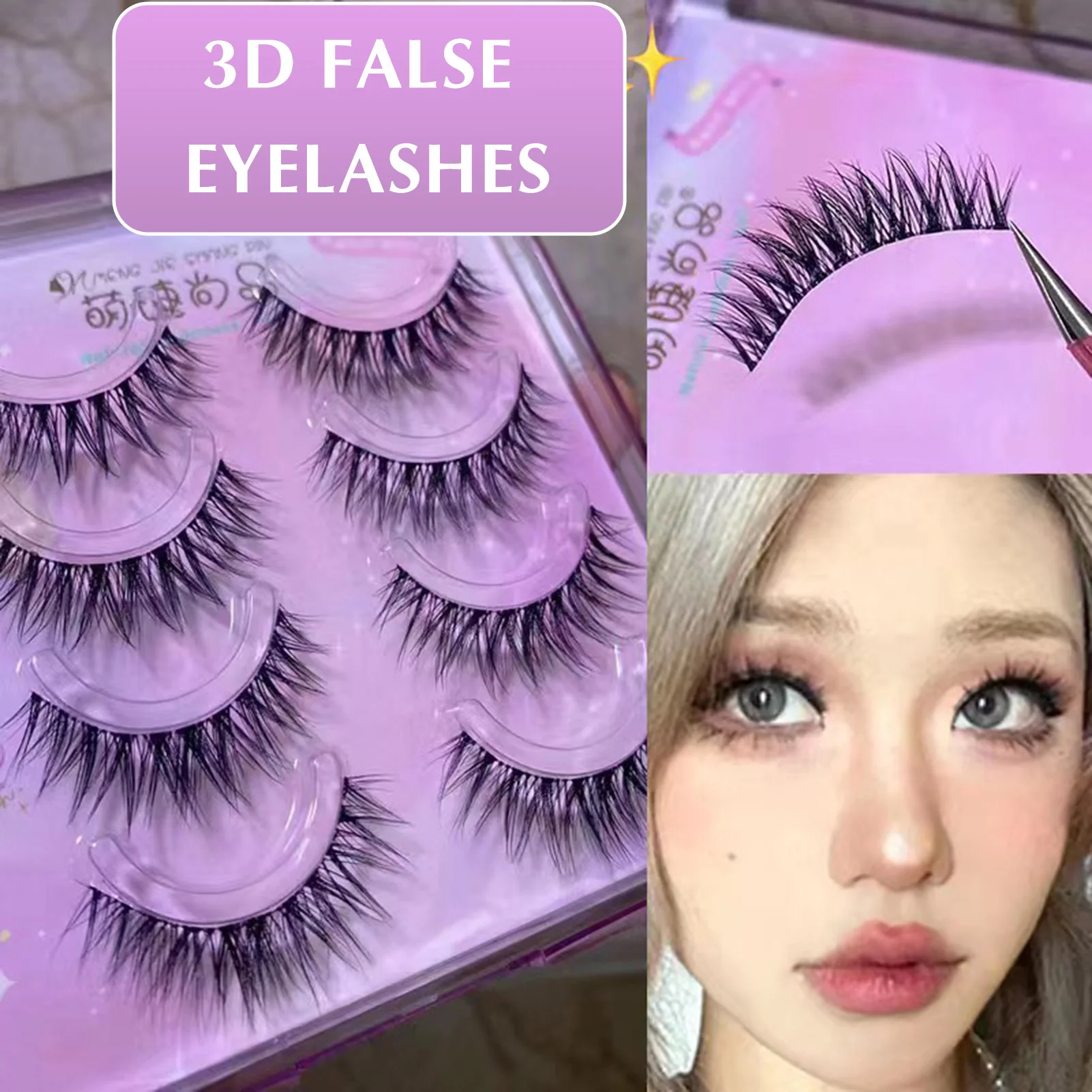 3d falso vison cílios postiços tiras completas macio natural estilo europeu fofo grosso extensões de cílios para mulheres maquiagem diária