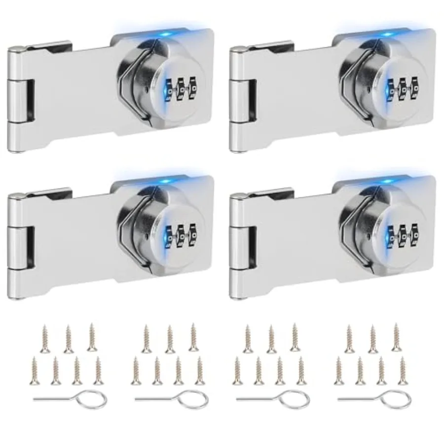 

Keyless Cabinet Lock with Combination Code - 3-Digit Password Hasp Latch Lock for Drawers Bifold Closet Door and Double Sided D