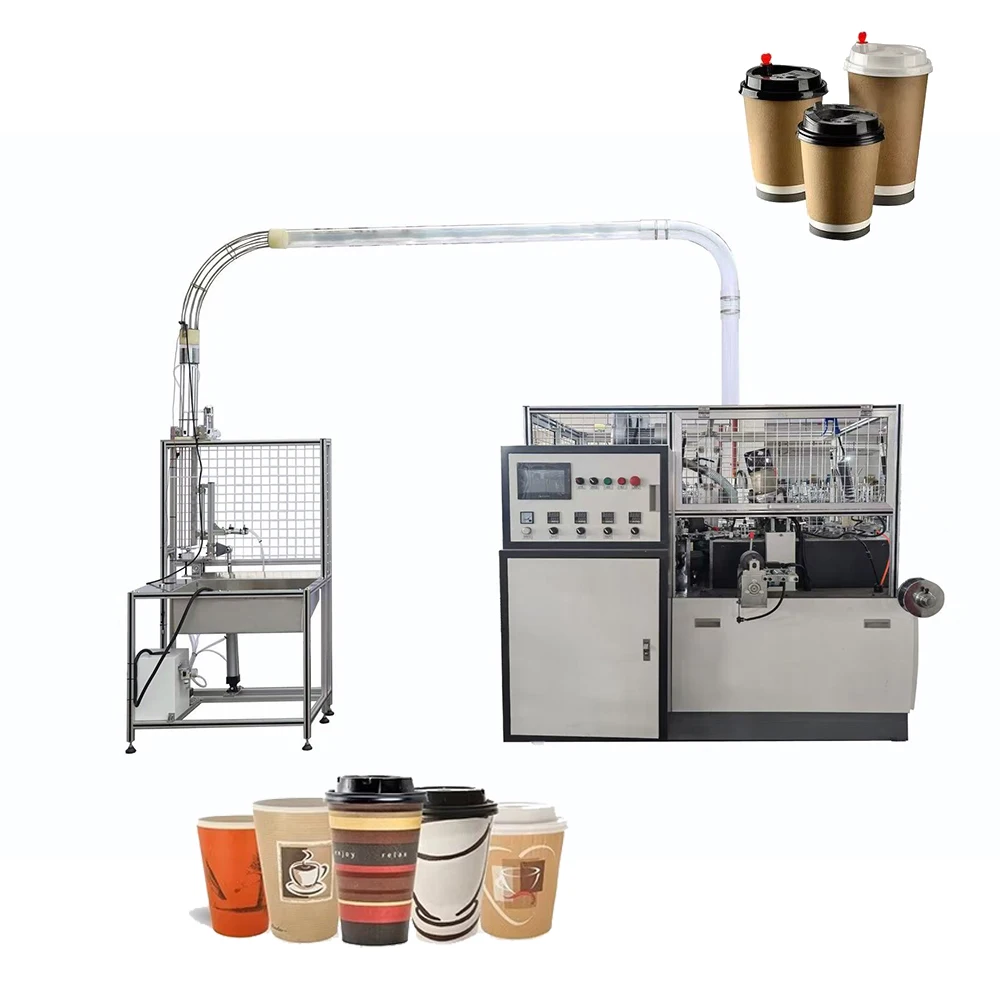 100-120 قطعة/دقيقة 3-16 أوقية آلة تشكيل الأكواب الورقية الطباعة والقالب قطع خط إنتاج آلة تصنيع الأكواب الورقية الأوتوماتيكية الكاملة