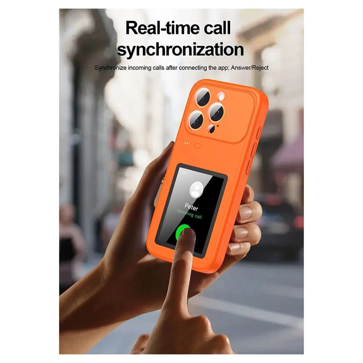 Dynamic Phone Case Photo Transfer Video Playback Touch Screen Multifunctional Bluetooth Phone Cover for 16Pro Black